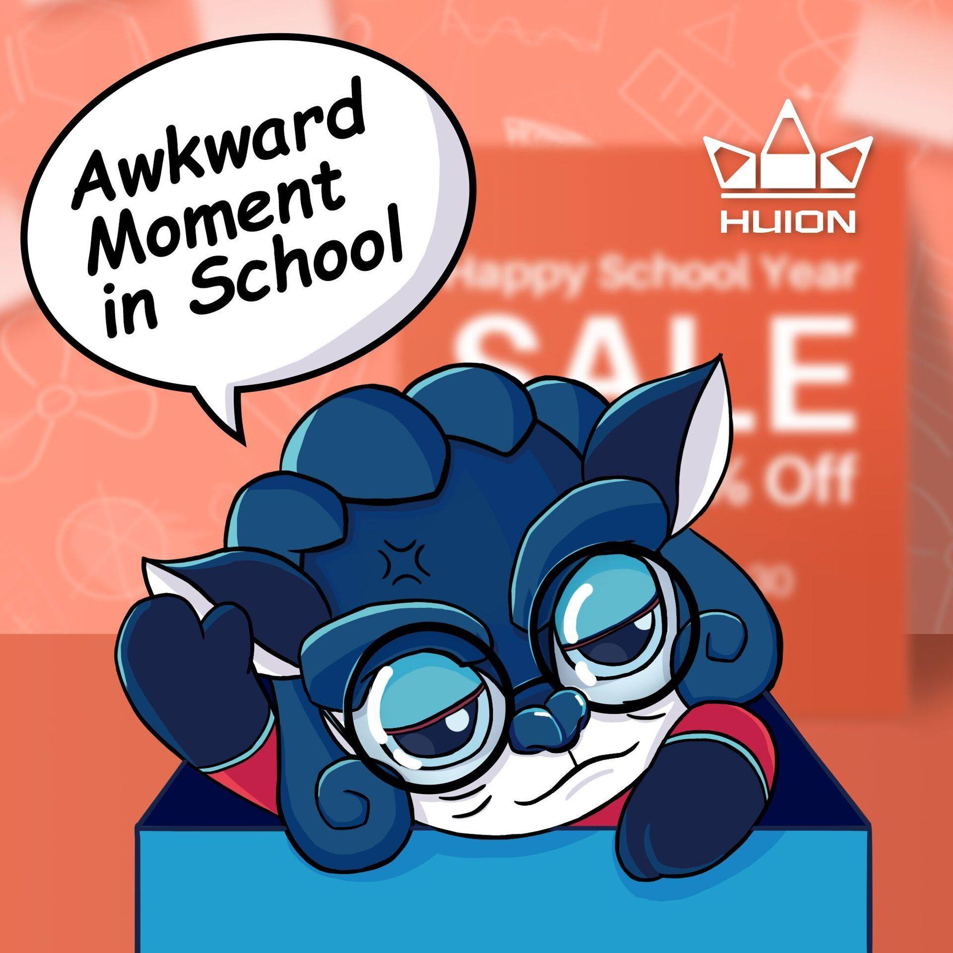 It's back to school season! Just like all the students and graduates, Huion buddy is going back to school as well. For him, the most awkward moment is he went into the wrong classroom and found out 20 minutes later. He tried to sneak out but end up caught by the teacher. 