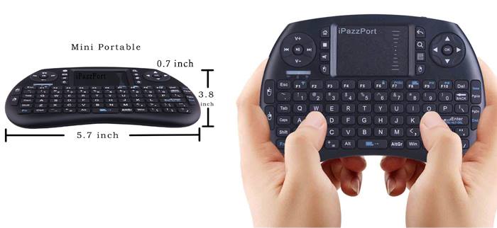 iPazzPort  mini USB handled media keyboard with touchpad scrollbar for Pi, PC ,Android TV /box etc