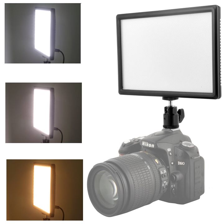 Kamisafe Ultra Thin Dimmable LED Video Photo Light Panel 3200K-6200K with LCD Screen & Hot Shoe Mount Adapter