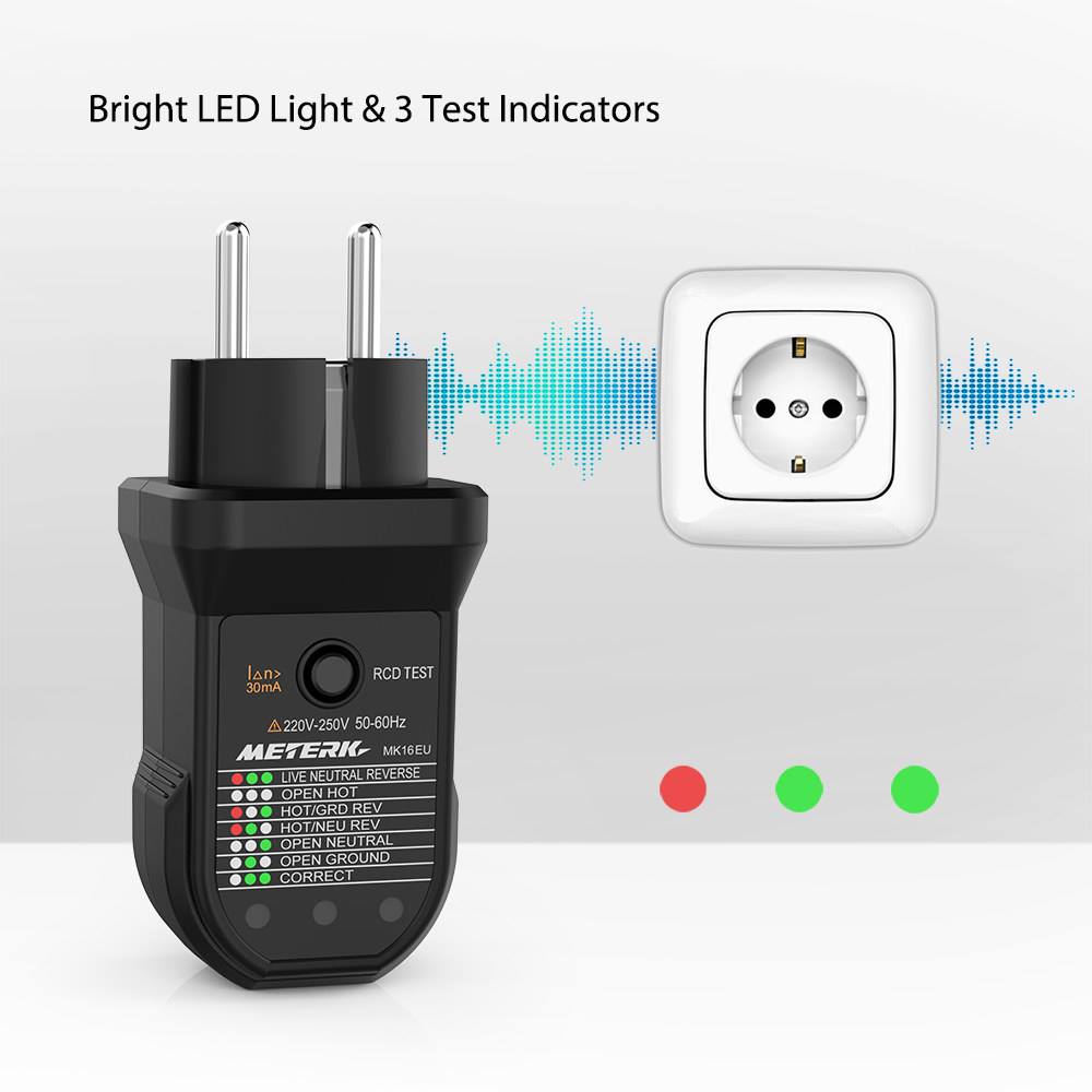 Always need to check the wiring of the house and check the polarity of the socket connection? Need to test leakage tripping? Try our Meterk Socket Tester. It is a professional socket tester which rapidly detects whether the socket's wire connection is correct or not. With GFCI test function, it is more practical and safe.