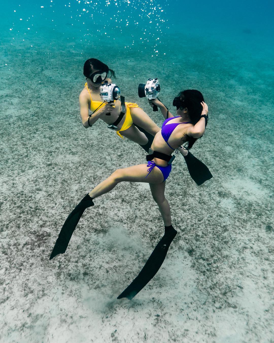 Mermaids with @saltedline A6xxx series Underwater camera housings.  Captured on Sony A9 / FE16-35mm lens by @christiaanhartphotographer .