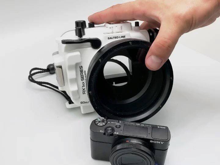 This is a new RX1xx series Salted Line underwater camera housing for Sony RX100 Mk6/5/4/3 cameras.