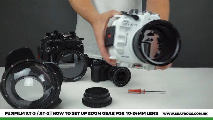 How to set up Newly released zoom gear for Fujinon XF10-24mm F4 lens. Works with UW housings for Fuji X-T2 and X-T3 cameras.  