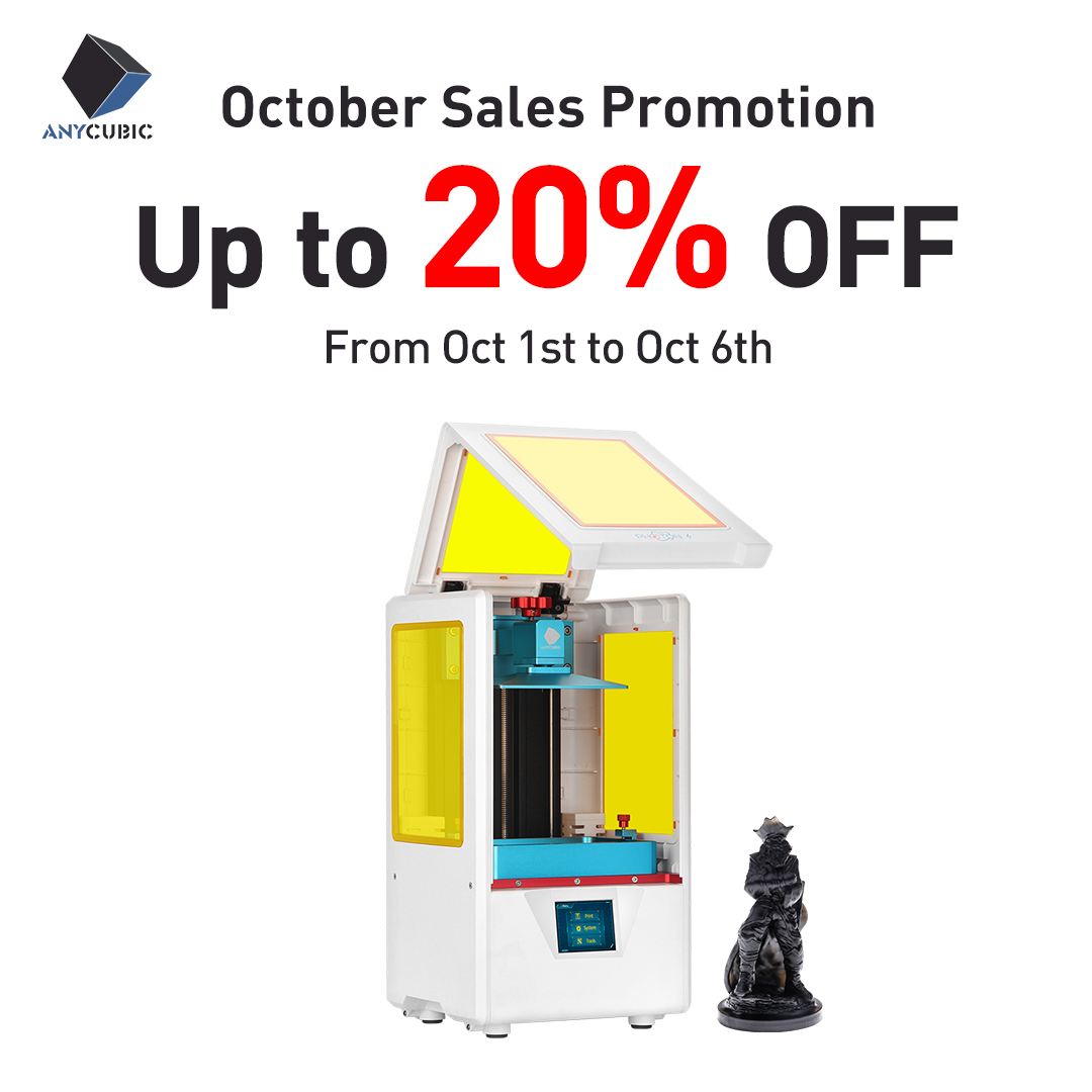 Anycubic will have 70 USD off for Photon S from Oct 1st to Oct 6th. Don't wait until the last minute. It is time to start your 3D printing journey.😎😍💐🌸💮 Click here to know more: