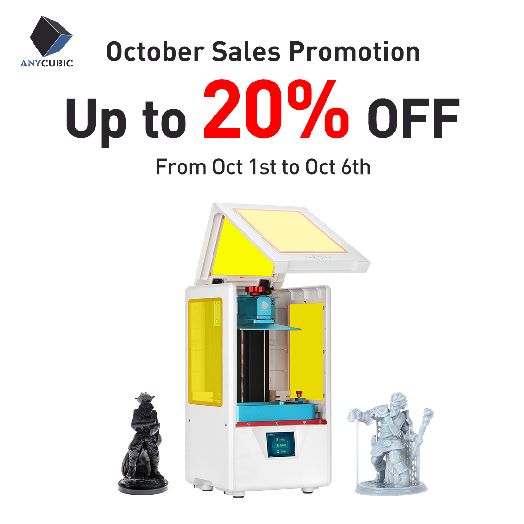 Anycubic will have 70 USD off for Photon S from Oct 1st to Oct 6th. Don't wait until the last minute. It is time to start your 3D printing journey.😎😍💐🌸💮 Click here to know more: