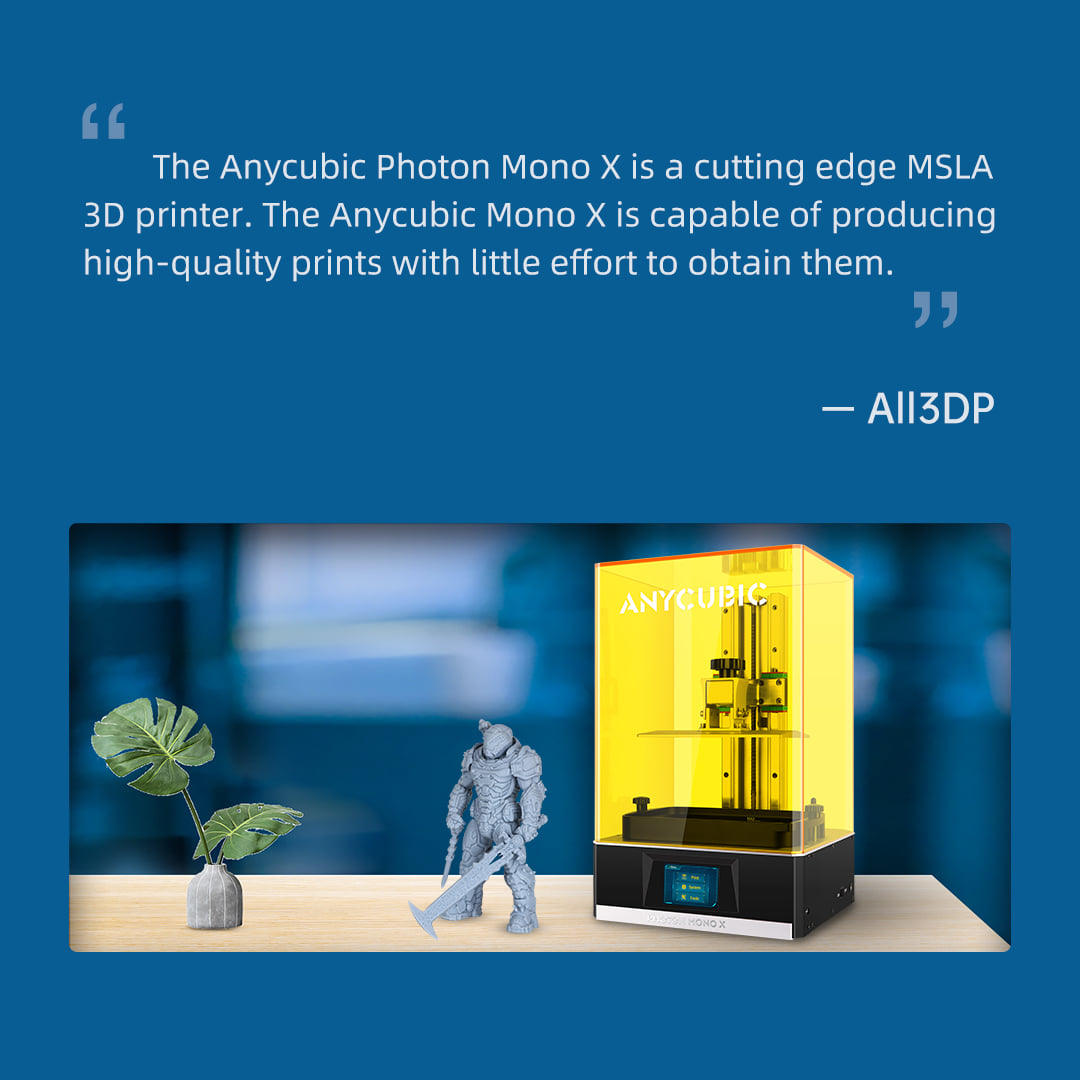 "Anycubic Mono X is capable of producing high-quality prints with little effort to obtain them"ALL3DP🎁🎄👏👏💖