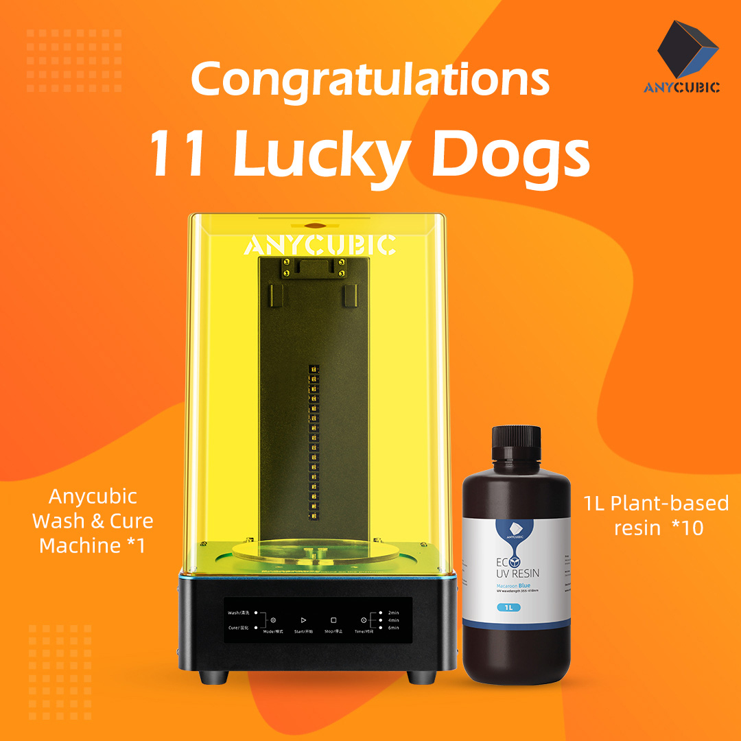 Congratulation to all winners listed below!!💝💝 Especially @ John Webster wins Anycubic Wash&Cure Machine. 💝💝Rest of  Winners win 1L Planted-based resin. Please contact us with your name, phone number, address, zip code, city, country through Facebook Messenger. We will reply to you ASAP.💝💝