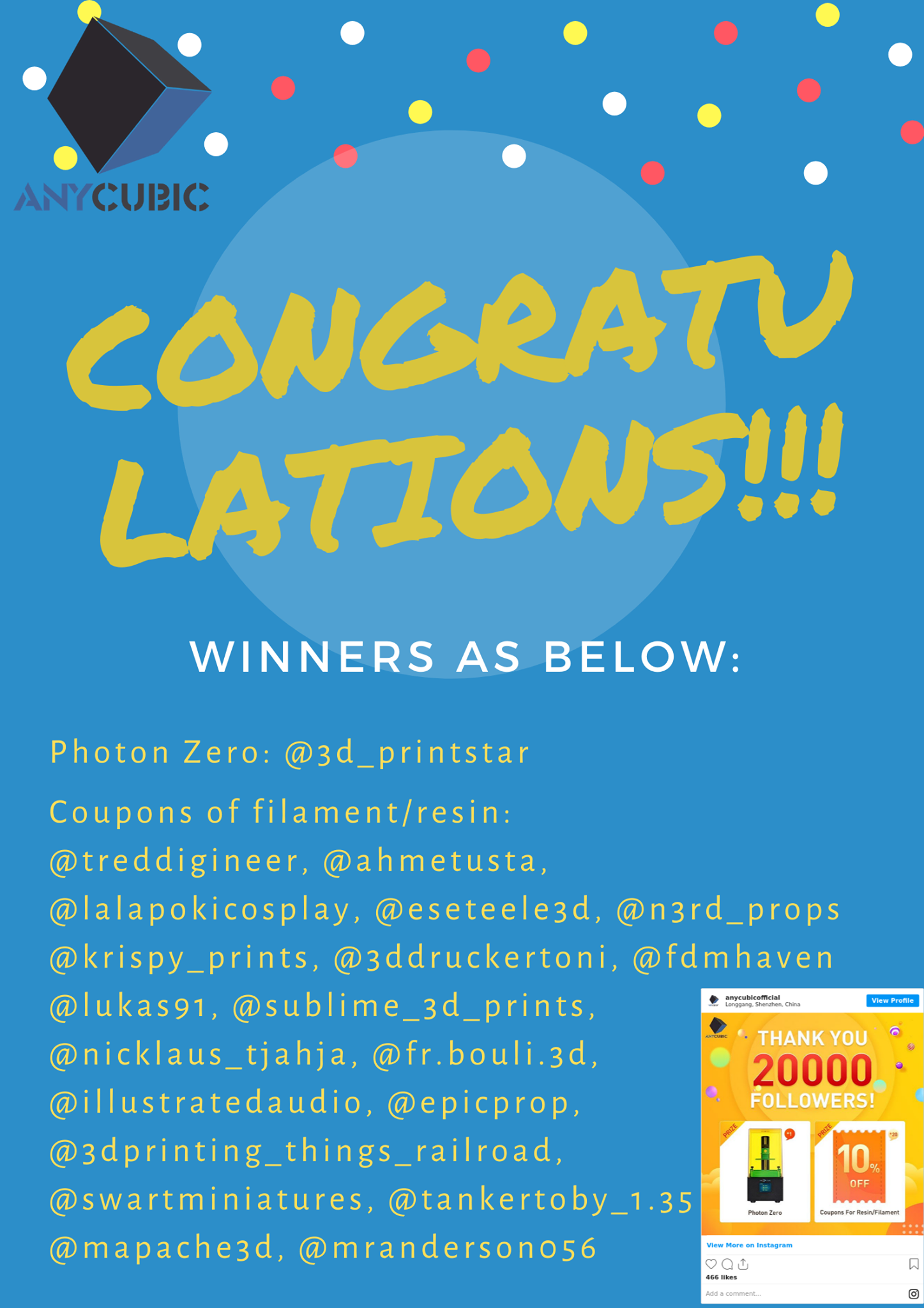 Congratulation to the winners listed below.