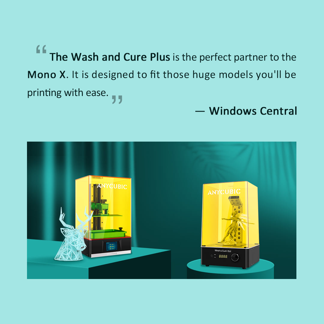 “The Wash & Cure Plus is the perfect partner to the Mono X. It is designed to fit those huge models you will printing with ease"