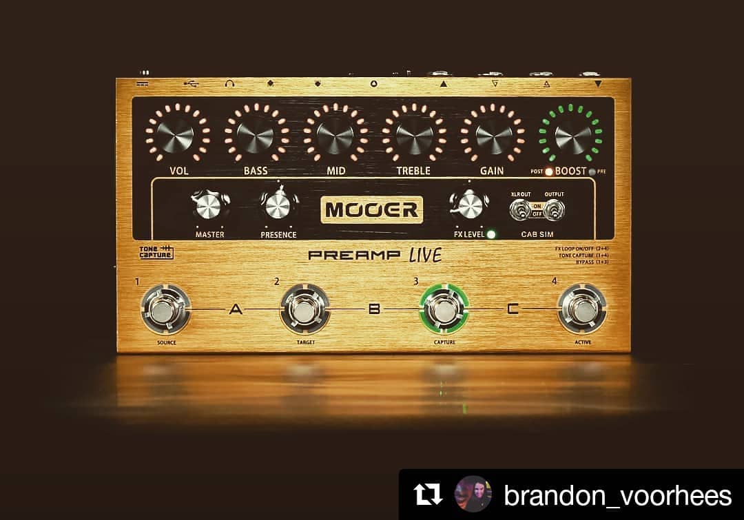 Here it is! The giveaway wnning repost from @brandon_voorhees. Congratulations, Mr. Voorhees. Your one of a kind Golden Preamp Live is on it's way! Thanks to everyone that reposted and followed us. Keep following for more chances to win gear in the future and to stay up to date on the exciting new products for 2019!  #preamplive #digital #preamp #stompboxes #guitareffects... #Repost @brandon_voorhees (@get_repost)