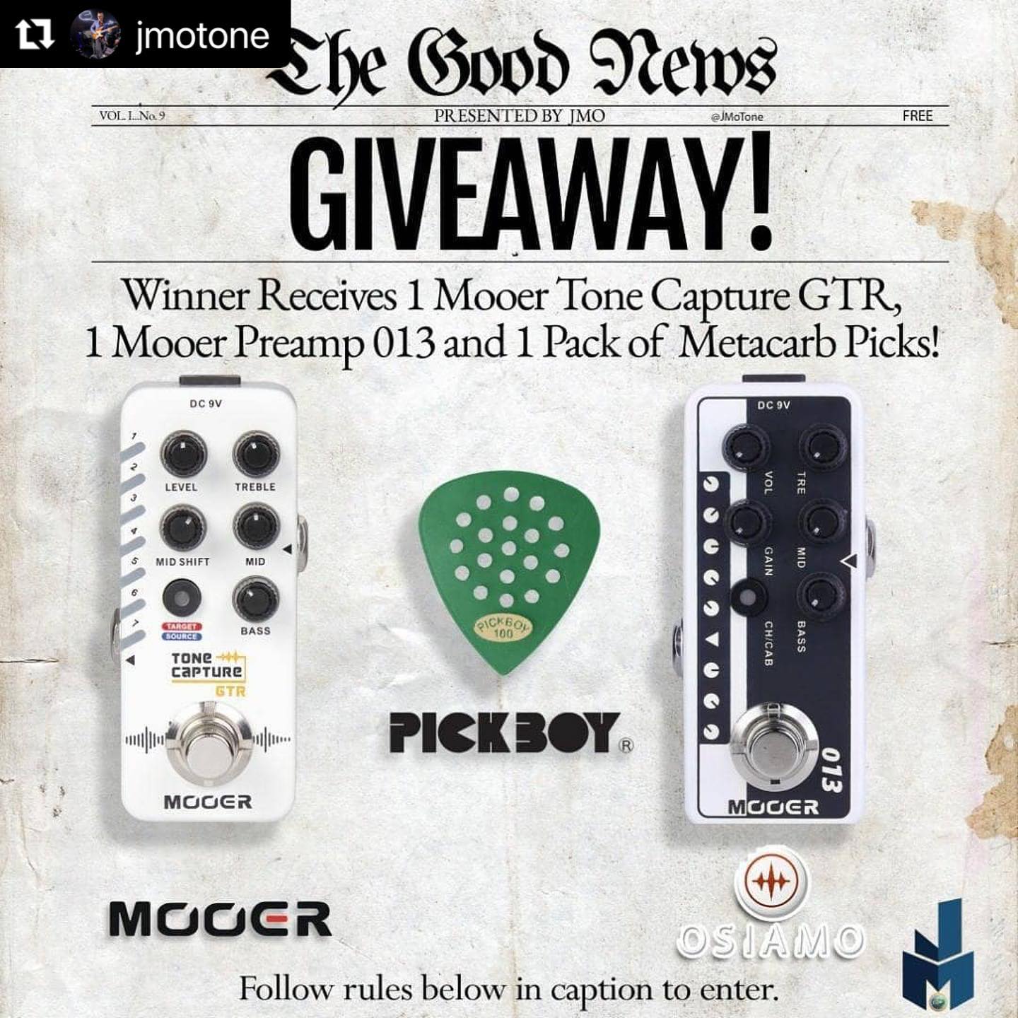 Head to @jmotone Instagram page to like the original post and follow the instructions for your chance to win! #Repost