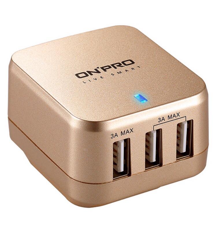 UC-3P01 金屬色限定版 ONPRO UC-3P01W USB 3孔萬國急速充電器  5V/4.8A 超急速充電 時尚耀動金，最新色限定...