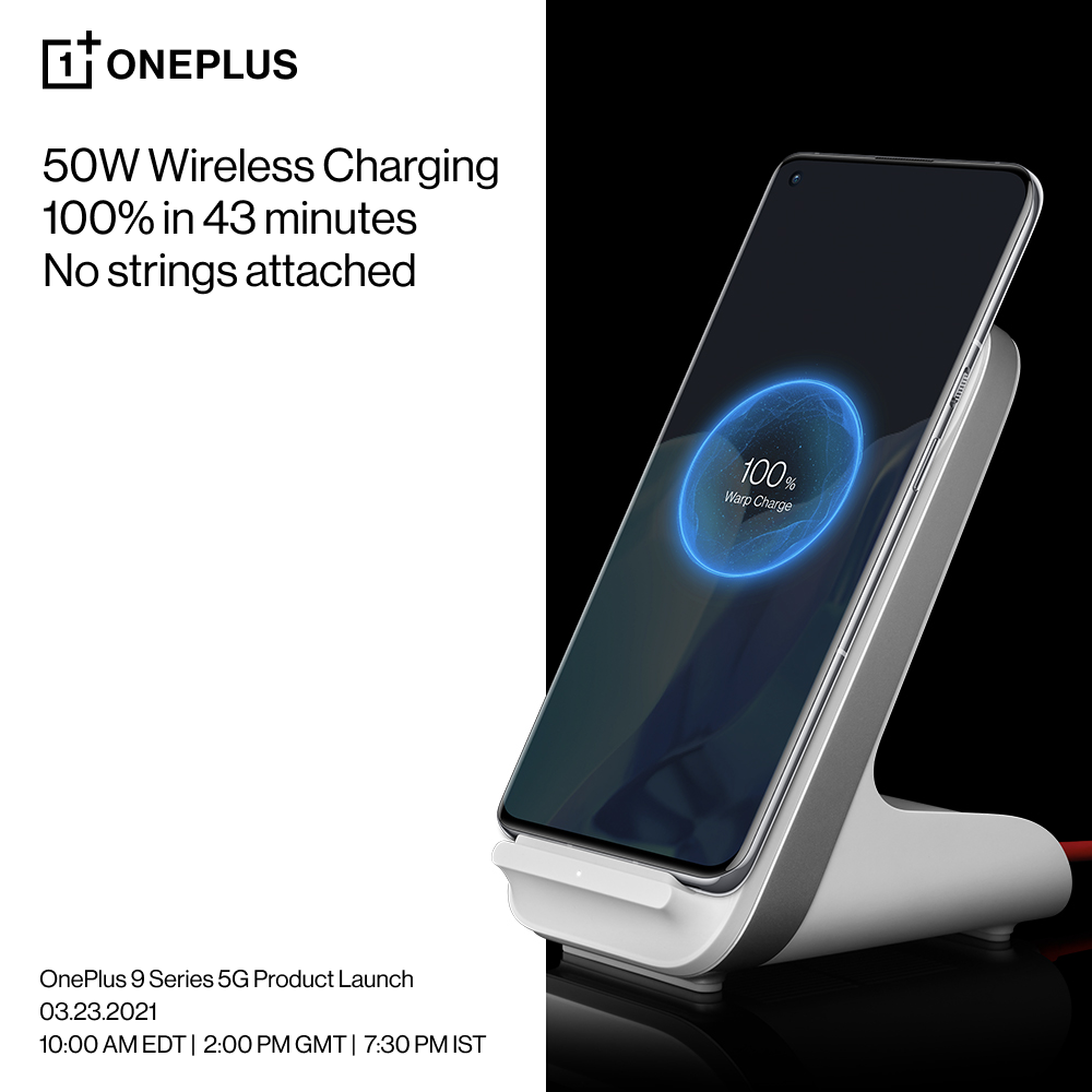 No strings attached. With Warp Charge Wireless 50, the #OnePlus9Series packs our fastest ever wireless charging technology. Thanks to its twin-battery design, it can even outpace wired fast charging solutions - going from 1-100% in just 43 minutes. 