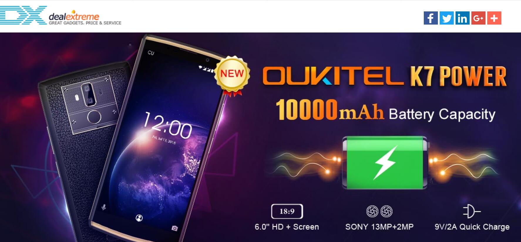 OUKITEL K7 Power, the most cost-effective 10000mAh battery smartphone goes to flash sale on DealExtreme. Get it at only $99.99 here: