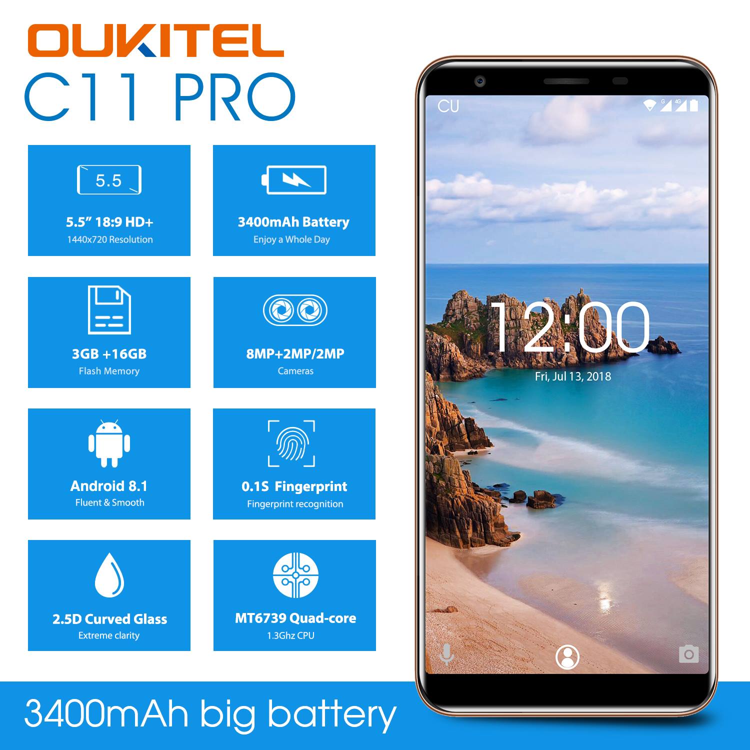 #OUKITEL #OUKITELBrand #OUKITELC11Pro #FlashSale #Christmas #ChristmasSale #HotSale😍Beautiful and cost-effective - OUKITEL C11 Pro 18:9 3GB RAM smartphone🥰 🐧Year-end Price: $69.99