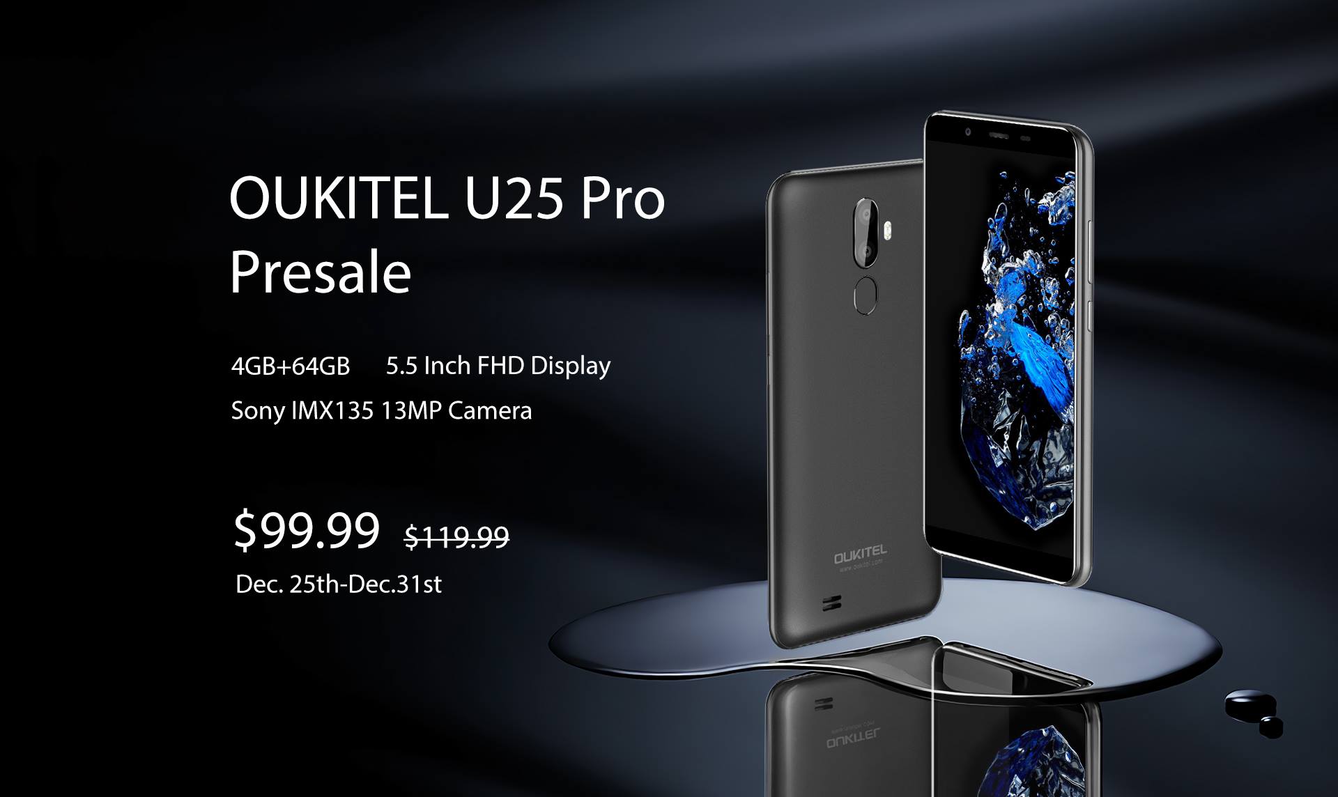 #FlashSale☺️Discover more beauty in the coming new year -OUKITEL U25 Pro 5.5 inch gradient colored smartphone with 4GB RAM and 64GB ROM. Presale: $only 99.99