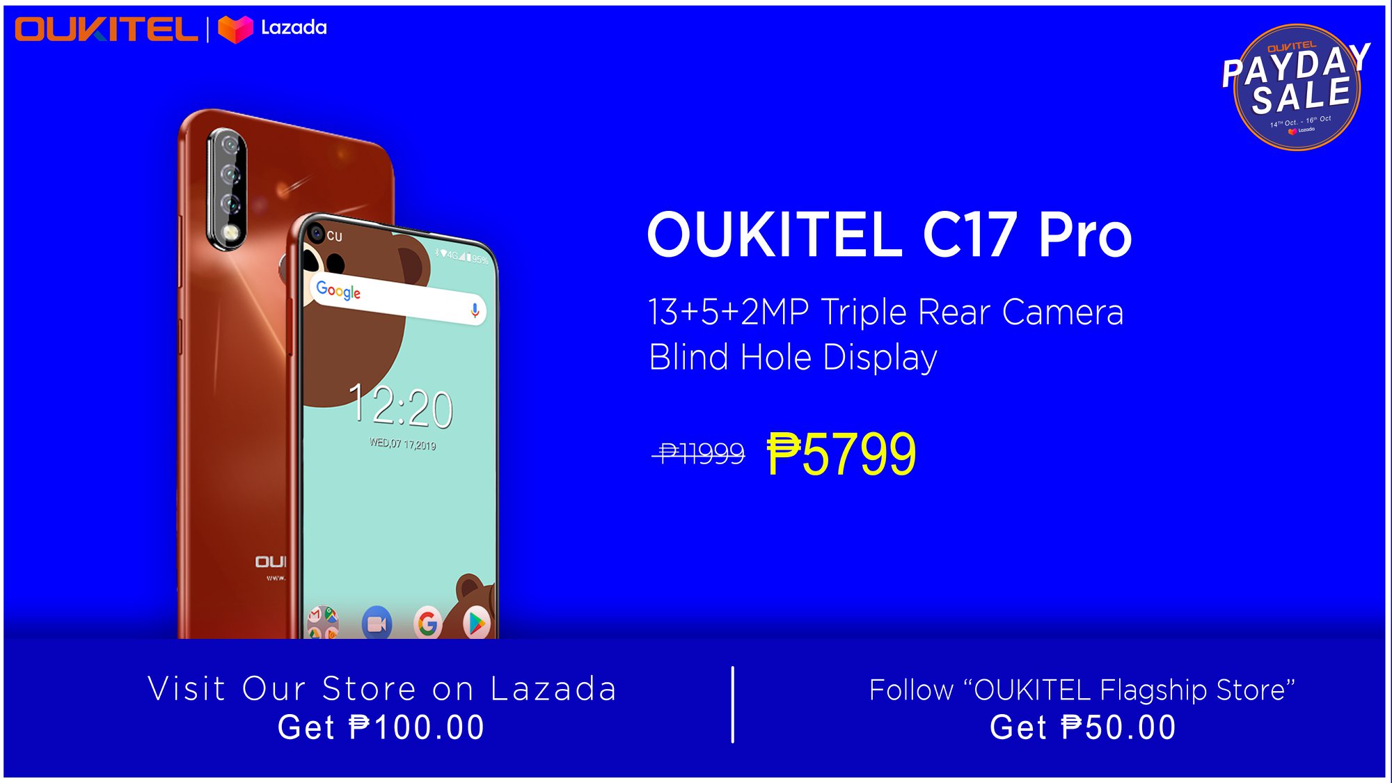 Today 2nd Day Of #OUKITEL #PaydaySale 📣 Get OUKITEL #C17Pro in just   ₱5799 at our "OUKITEL Flagship Store" on Lazada