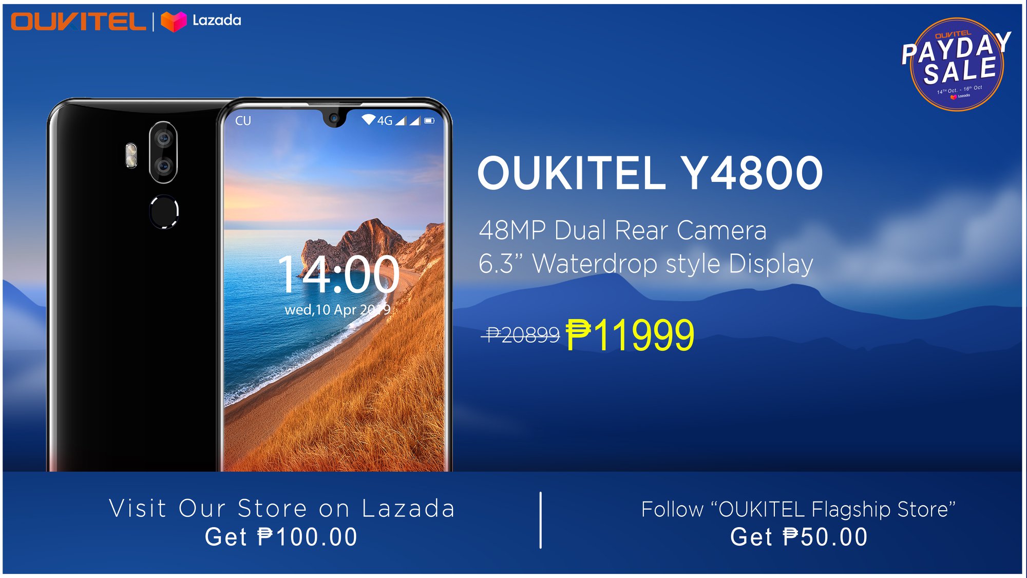 Never before deal on #OUKITEL #Y4800🎊 Y4800 with 48MP camera and 6GB RAM now available at Lazada at  ₱11999