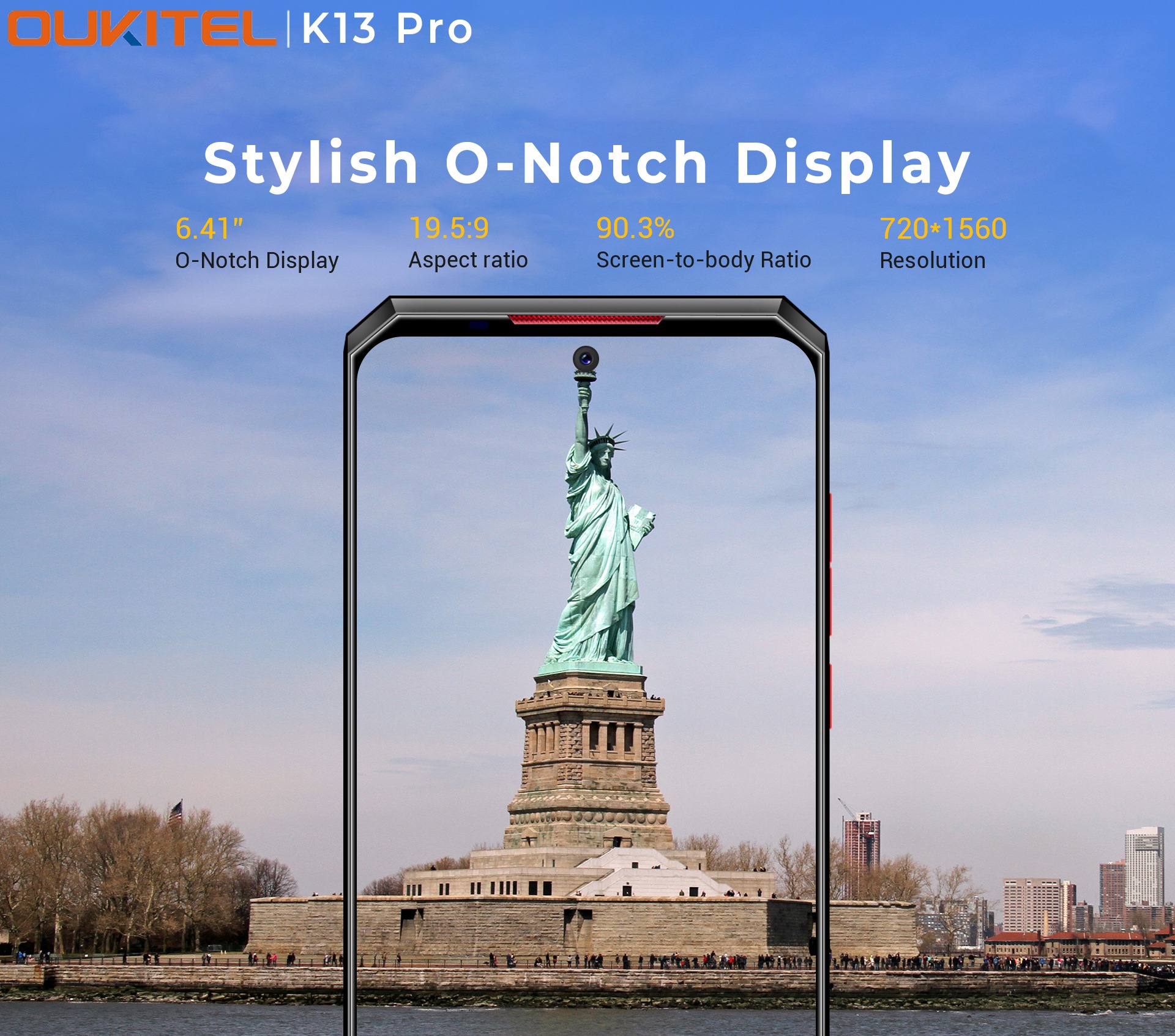 Remarkable 90.3% screen-to-body ratio and 6.41" O-Notch Display with 16.7M colors, #K13Pro offers full display view with vivid color and clarity Order Now>> www.tomtop.com