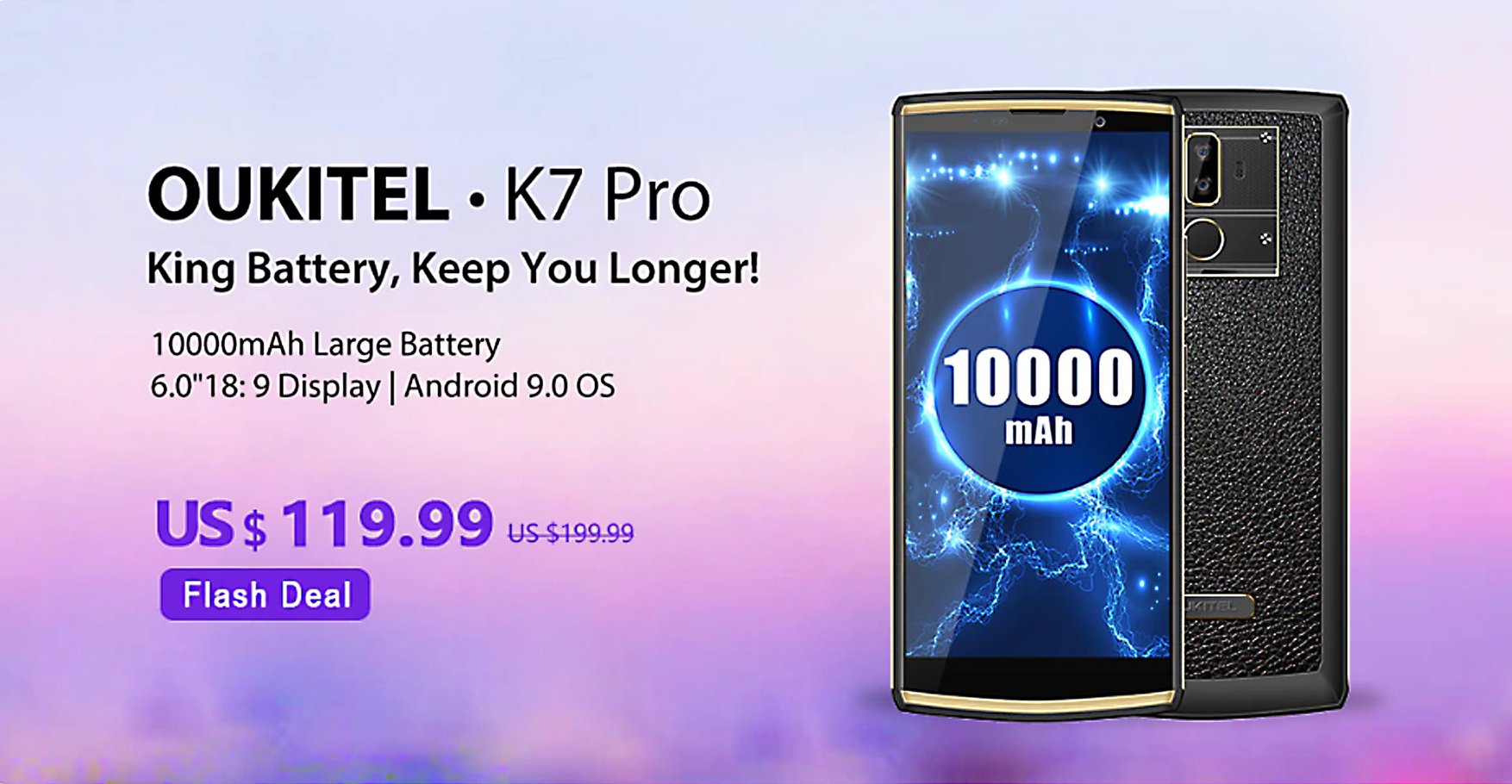 Packed with 10000mAh massive battery #OUKITEL #K7Pro always beside you to provide enough power.😍