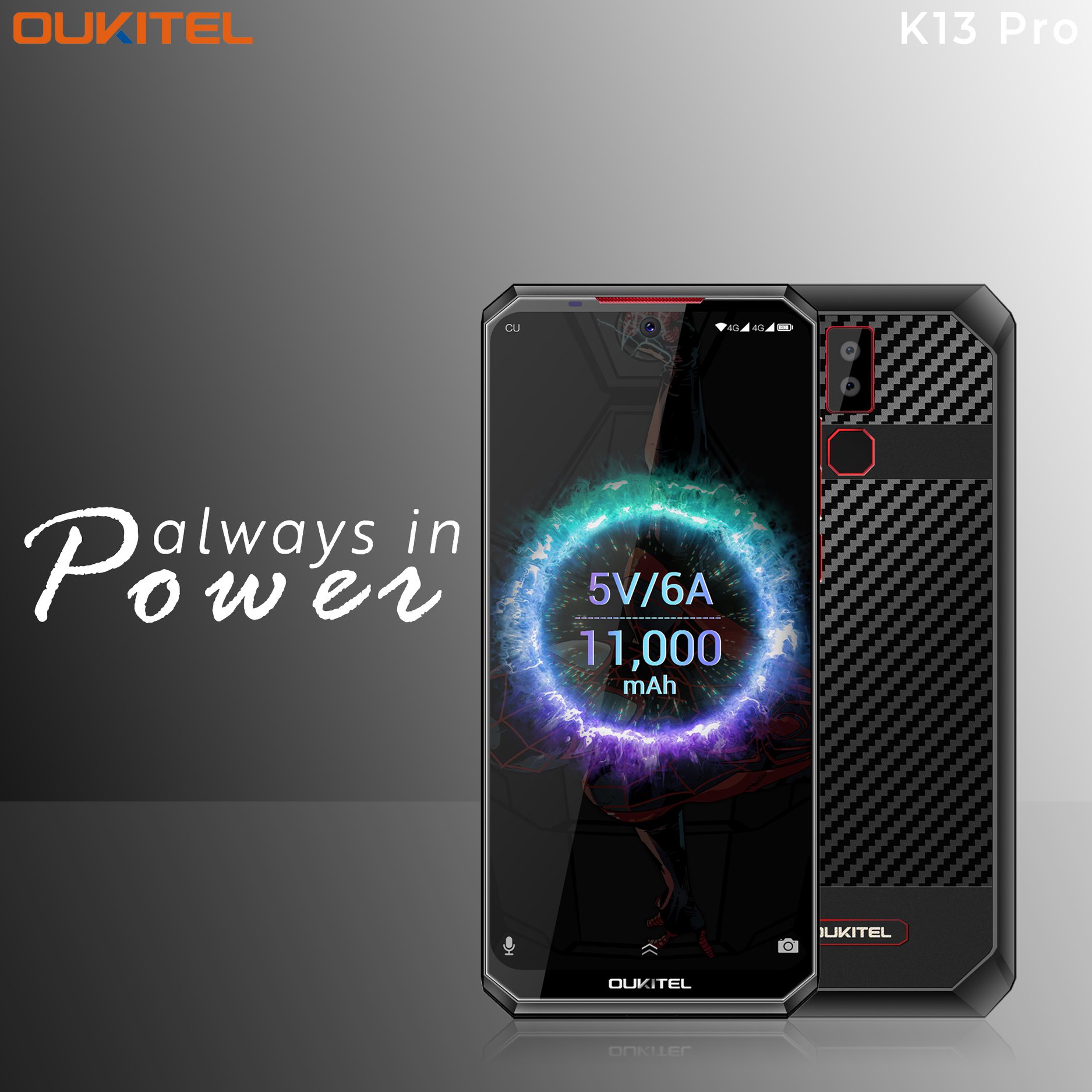 Stay powered always with 11000mAh battery of #OUKITEL #K13Pro