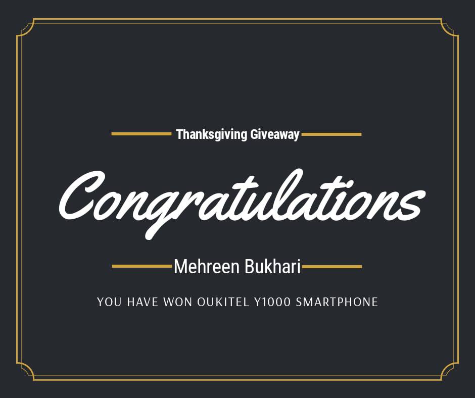 Hey all, wish you a great day today~  Here comes the winner of #ThanksGivingDay #Giveaway!