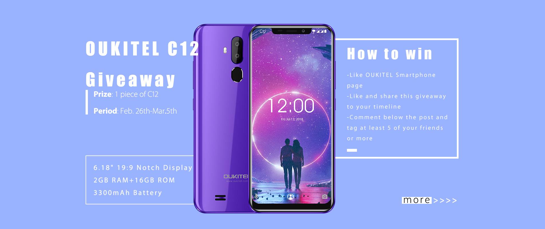 #OUKITELC12 #Giveaway #MWC2019 #C12Sale🎉🎉🎉 