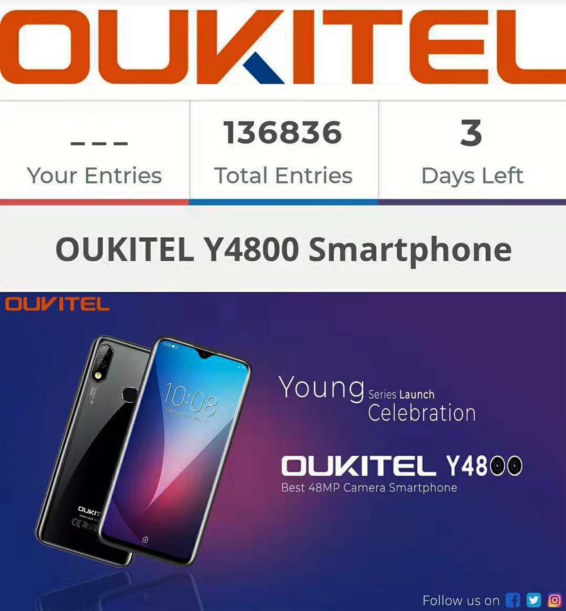 Only 3 days left 📣📣 Participate now and win #Y4800 smartphone