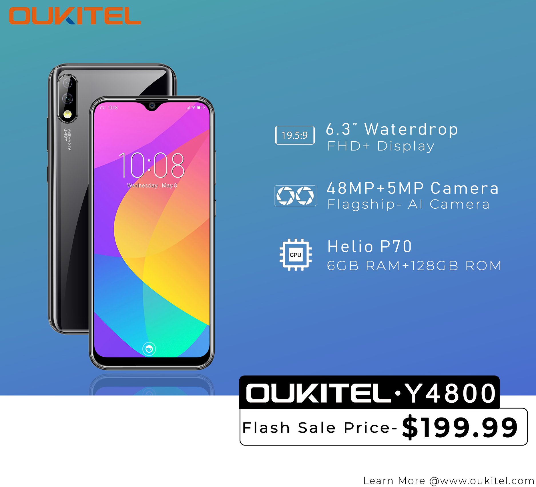 48MP+5MP Camera, Waterdrop Display or Helio P70 processor.. Which is your favorite feature of #OUKITELY4800 ?? Flash sale live on Official Store...