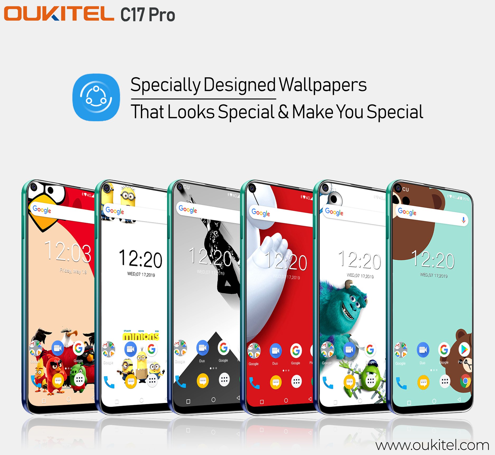 #OUKITEL specially designed multiple wallpapers for the #BlindHole display of #C17Pro,😍