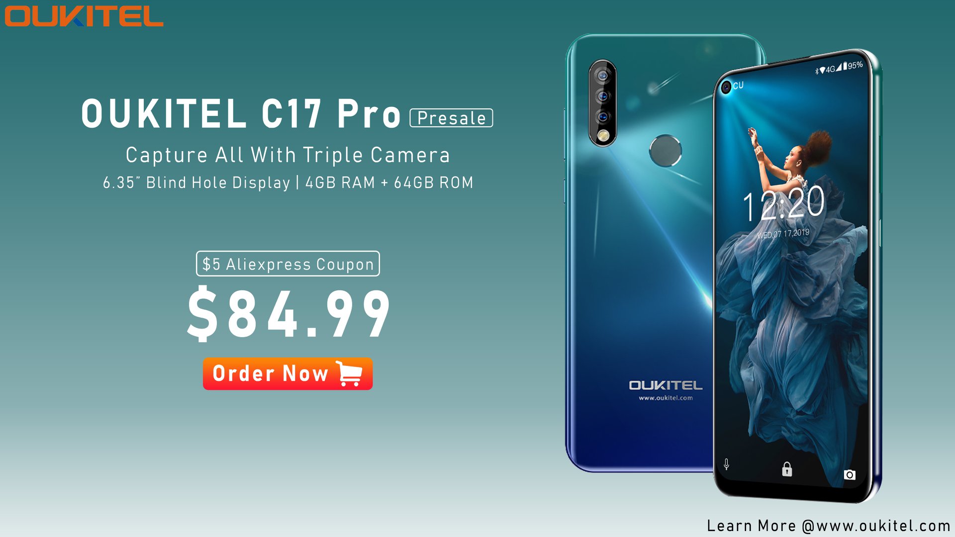 3rd Day of #OUKITEL #C17Pro Presale Haven't ordered this Triple camera, Blind Hole display smartphone yet? Buy Now at $84.99 Only...