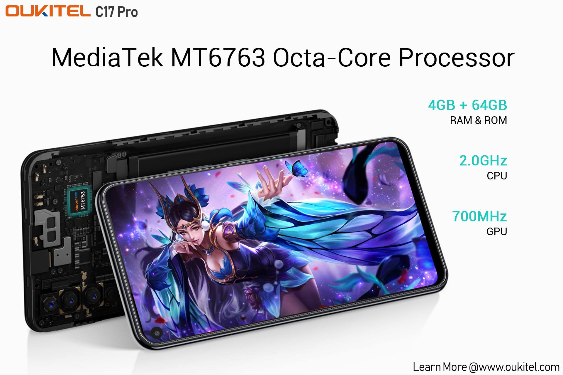 Carrying MediaTek MT6763 Octa core CPU with 4GB RAM, #OUKITEL #C17Pro enables you to handle your all multi-tasks freely. 