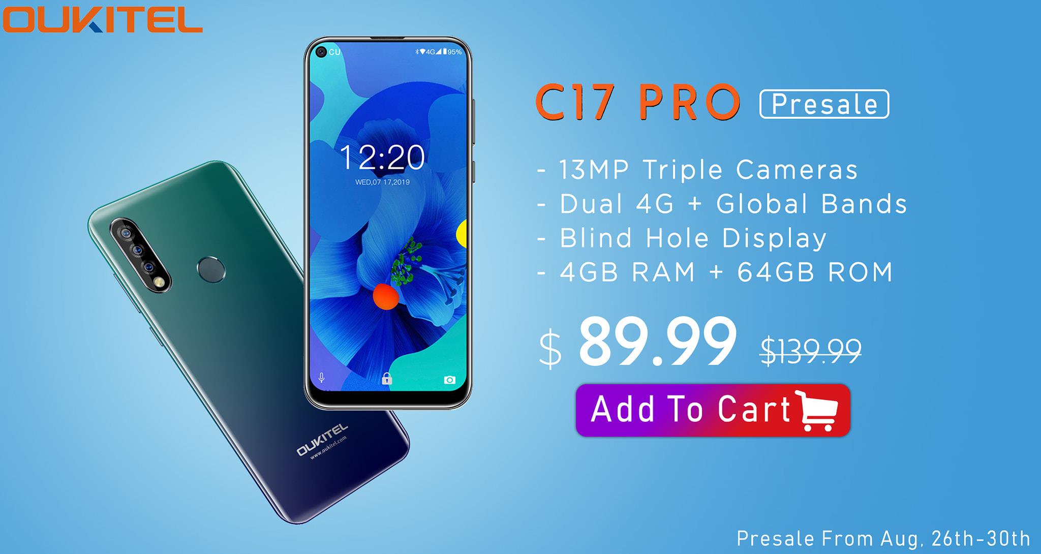 8.26 Huge sale🎉🎉 OUKITEL C17 Pro First Presale will start from Aug, 26 on Our Official Aliexpress Store Presale Price> $89.99 Only😍...