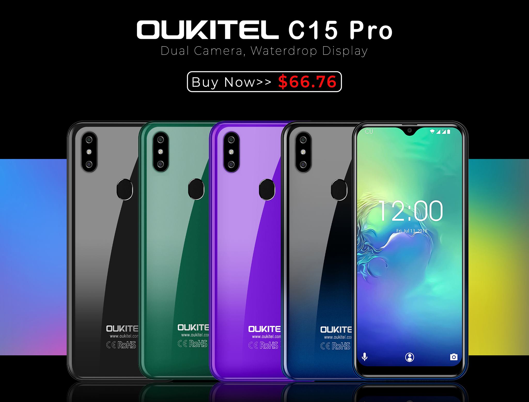 OUKITEL C15 Pro, Global First MT6761 Smartphone with Waterdrop Display