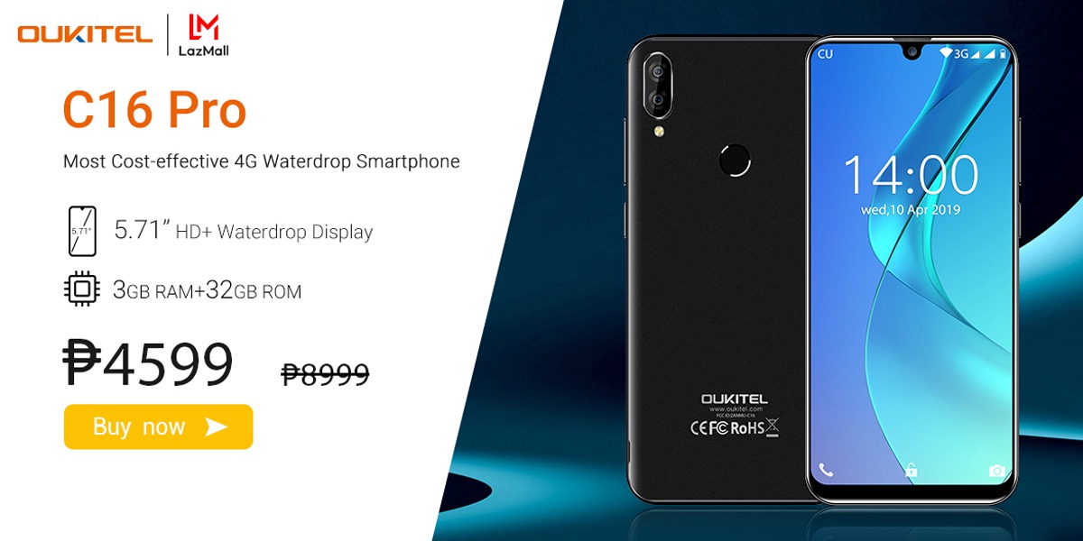 Big Carnival Sale - Never Before Deals The most-effective 4G Waterdrop Smartphone  #OUKITEL #C16Pro Available at LAZADA at ₱4599...