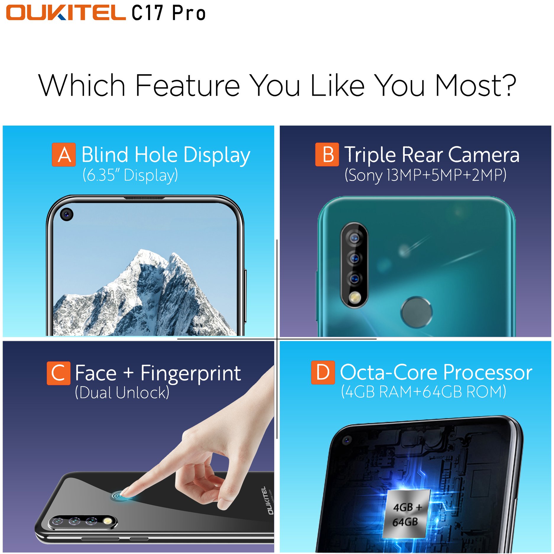 Which feature of #OUKITEL #C17Pro you like most?🤔 Let us know in comment section😊 Buy Now from Aliexpress Official Store >>>  www.tomtop.com