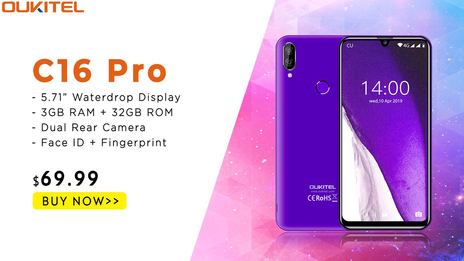 Back To Brands Shopping Week sale!!📣 Most Cost-effective 4G Waterdrop Smartphone #C16Pro with Dual Rear camera, 3GB RAM + 32GB ROM now available at $69.99 only