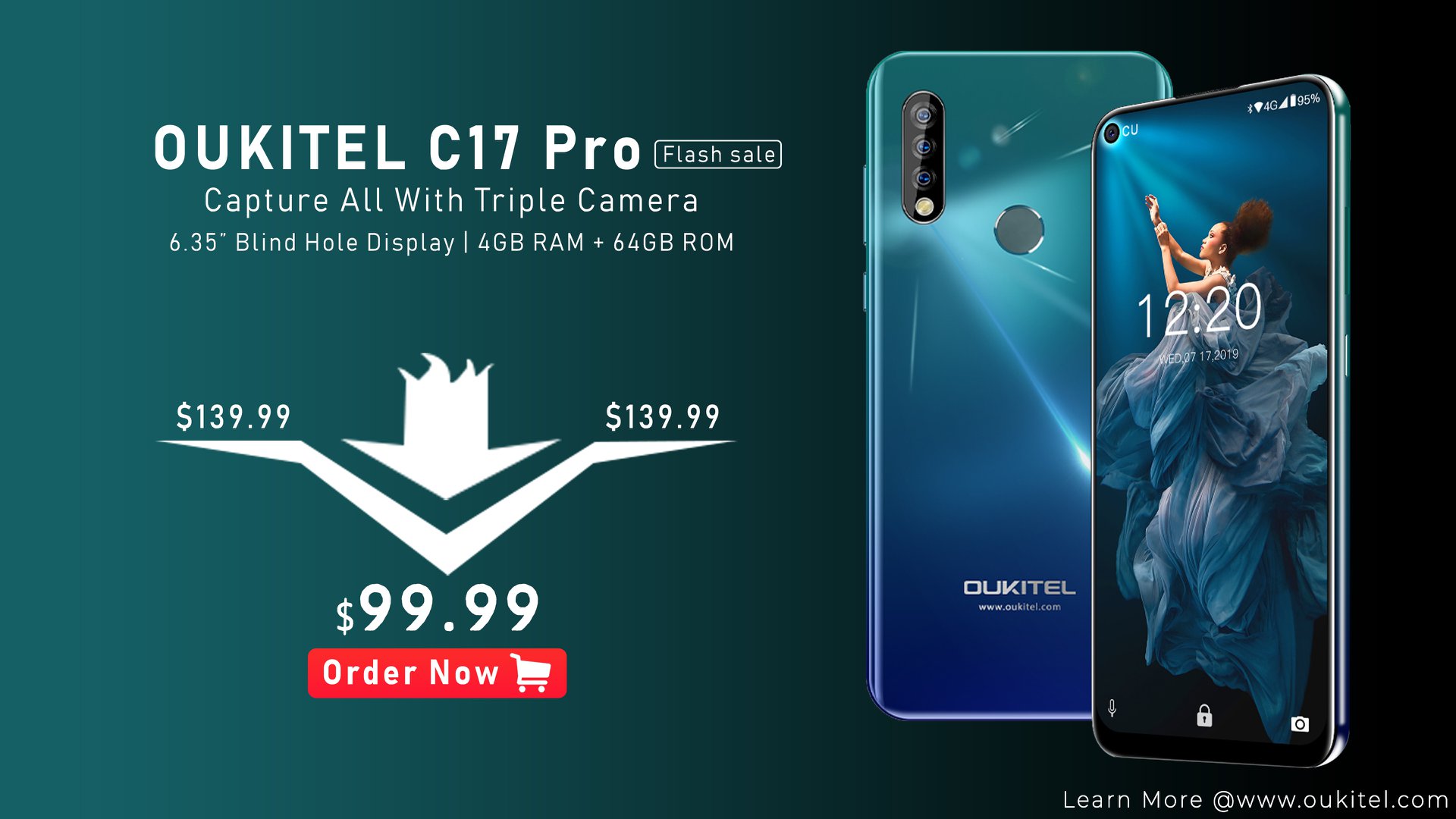 Missed #OUKITEL #C17Pro Presale ? Don't worry, here is your chance to get this triple camera smartphone at a unbelievable price😍 C17 Pro's Flash sale started at $99.99 only ...