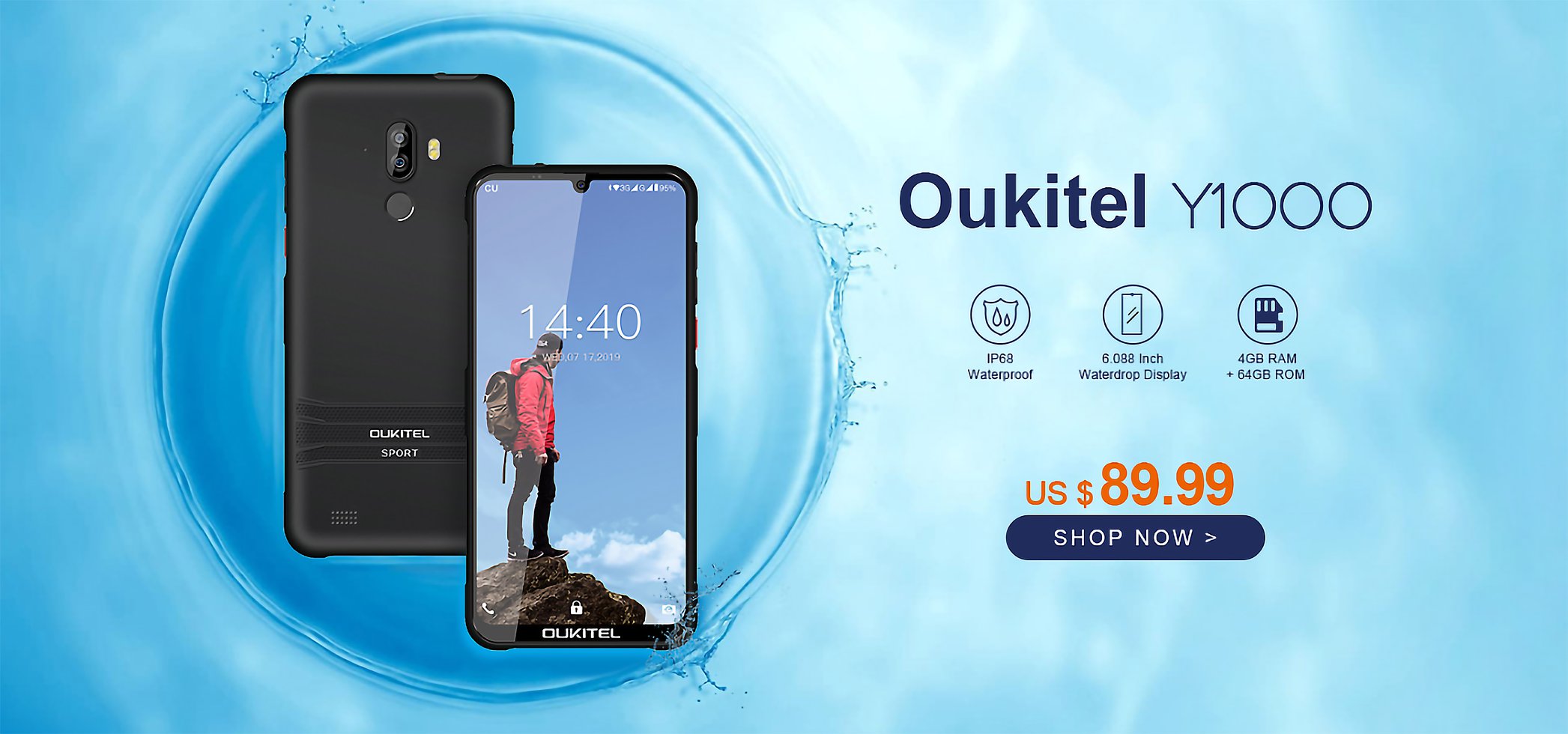 The thinnest #IP68 #Rugged phone with #Waterdrop Display and dual rear cameras- #OUKITEL #Y1000 now available at $89.99 Only