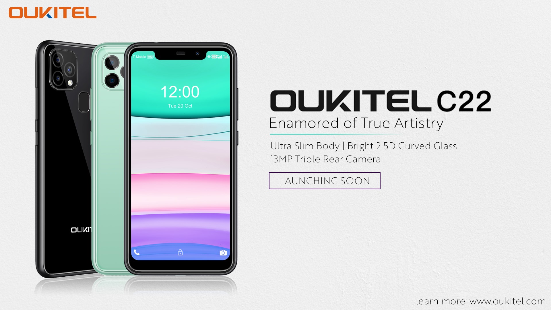 Launching soon the enamored of true artistry #OukitelC22 with ultra slim beautiful 2.5D Curved body and 13MP triple Camera setup🔥 What you think about launching price of #C22?🤔 Learn more about C22: www.tomtop.com