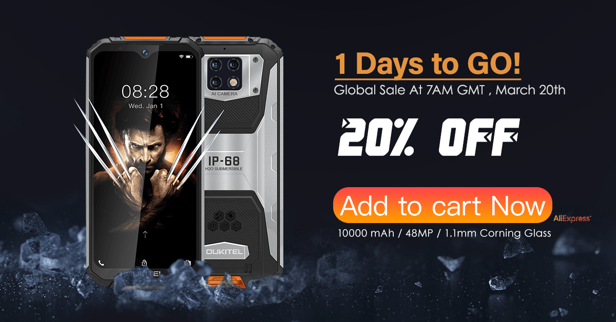 One Day To Go📣📣 #OUKITEL #WP6 packed with 10000mAh Battery, 48MP Camera and much more will be available at 20% off.