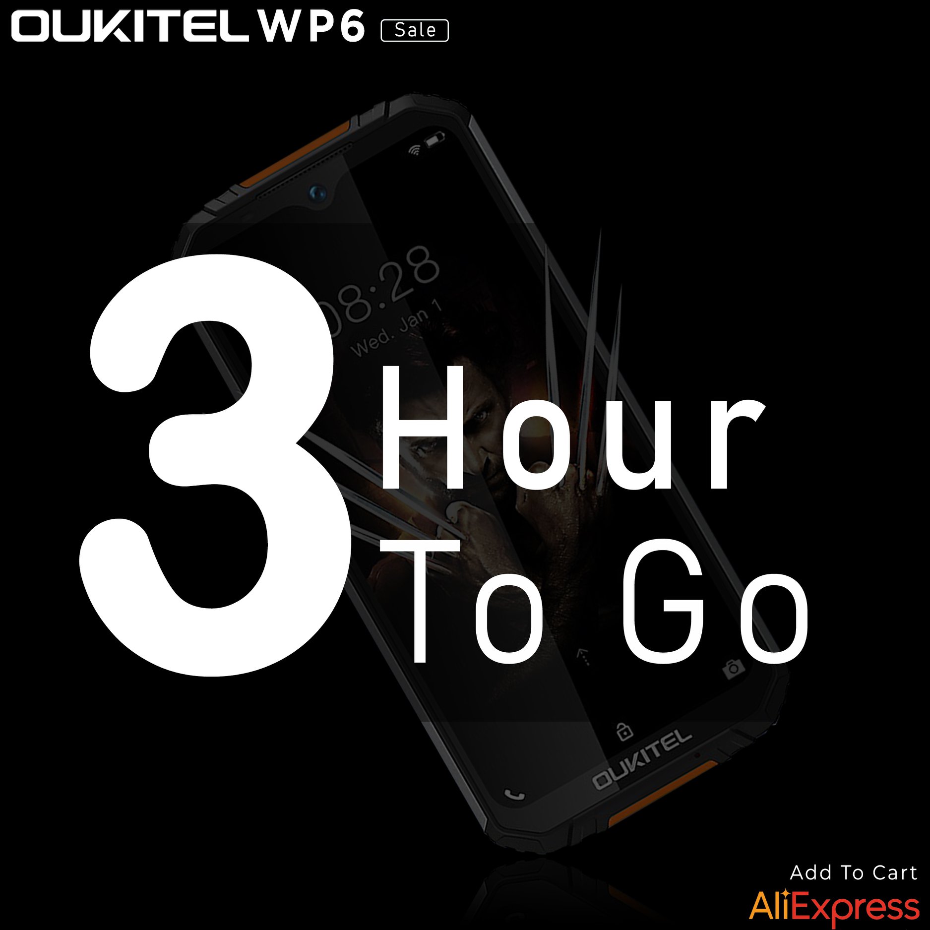 3 Hours To Go📣📣 #OUKITEL #WP6 will be going to available at $199.99.😍