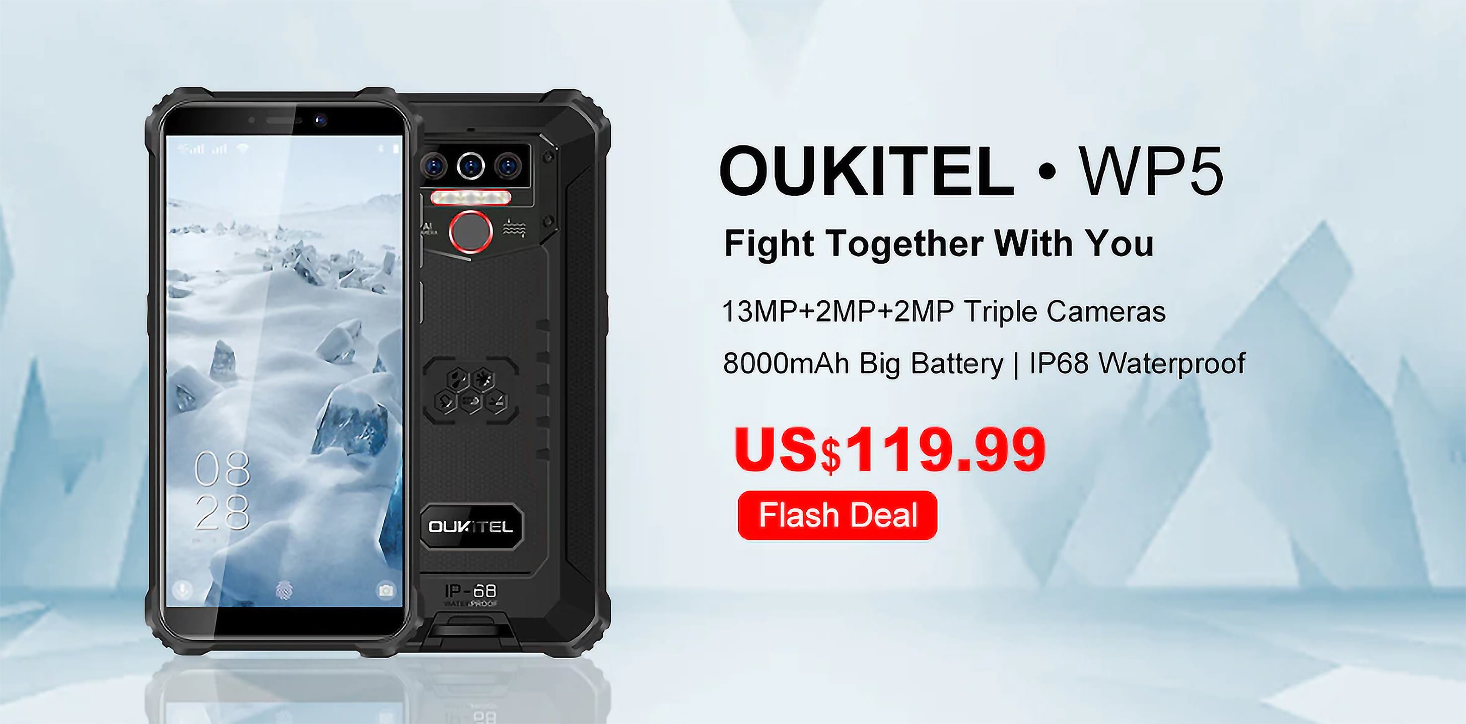 #OUKITEL #WP5 with triple rear cameras, 8000mAh big battery and 4GB RAM now available at a amazing price of $119.99 only.