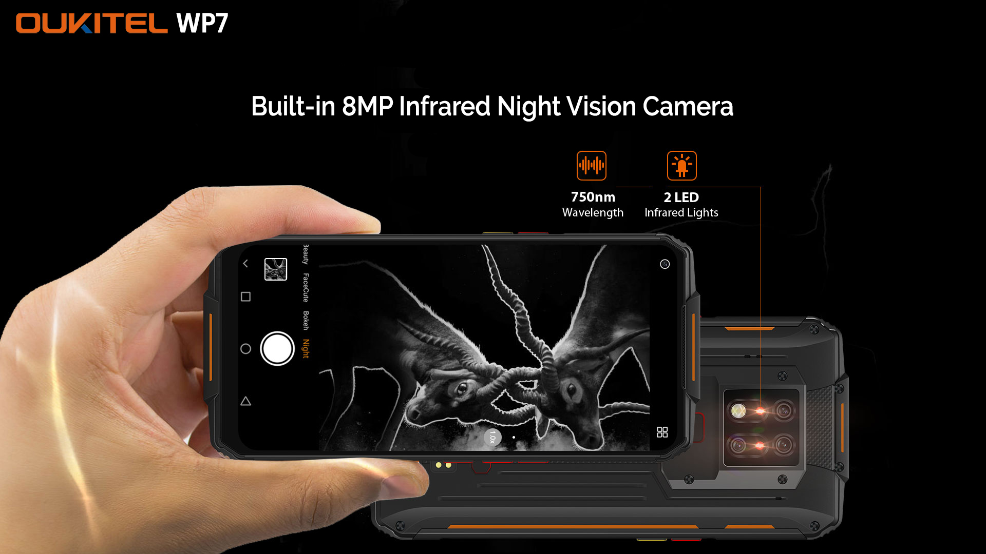 Easily switch to night mode #OUKITEL #WP7, night mode allows you to click clear picture in total darkness with 8MP Night Vision camera. Buy WP7 From Banggood at $299.99 Only