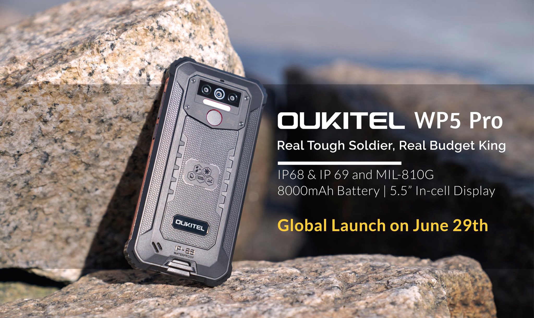 4 Days To Go📣 #OUKITEL #WP5Pro truly rugged smartphone  featured with IP68, IP69, MIl-810G technology, 8000mAh big battery and 5.5" in-cell HD display.😍 Global launch on June 29th🎉🎉... Haven't added to cart yet??