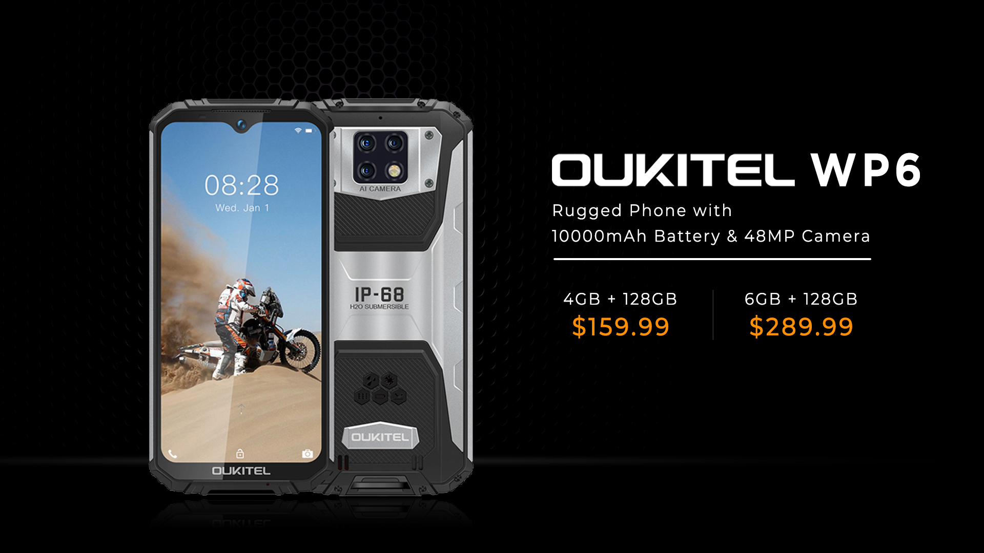 #OUKITEL #WP6 first rugged phone with 10000mAh battery and 48MP triple camera, now available in 4GB RAM variant.🤩 Don't miss this deal at $159.99 only🔥