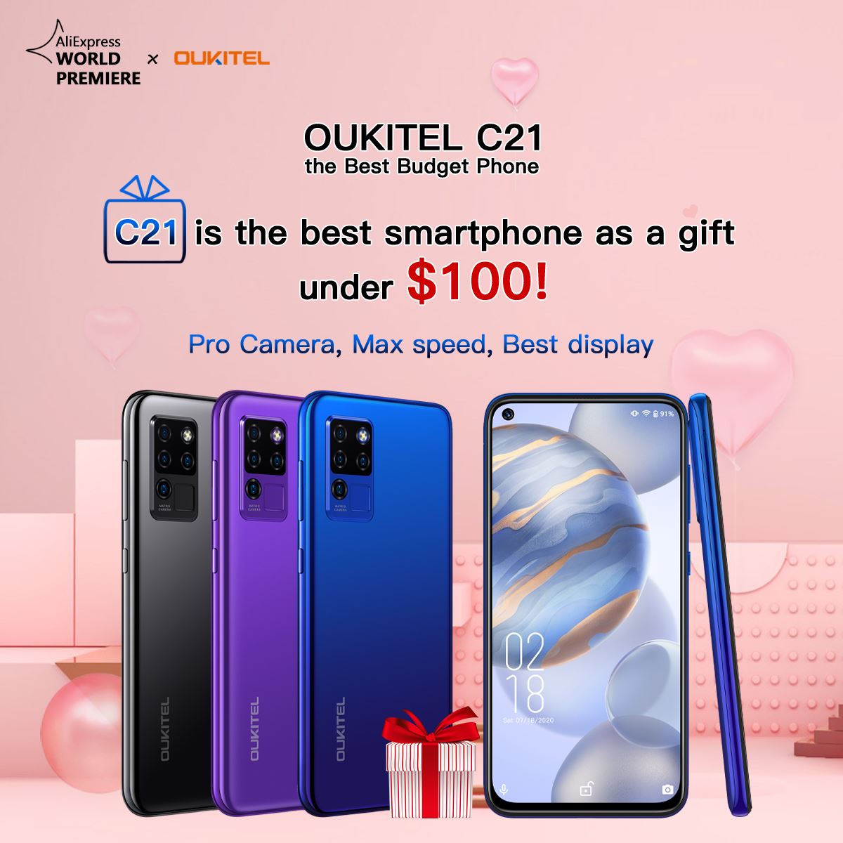 Looking for the best gift for your loved ones?🤔 #OukitelC21 is the best smartphone as a gift under $100🎉 #C21 comes with Pro Quad-Camera, 20MP Selfie camera, Helio P60 and Big Punch hole style display, C21 will be available at $89.99 from Aug 24😍😍...