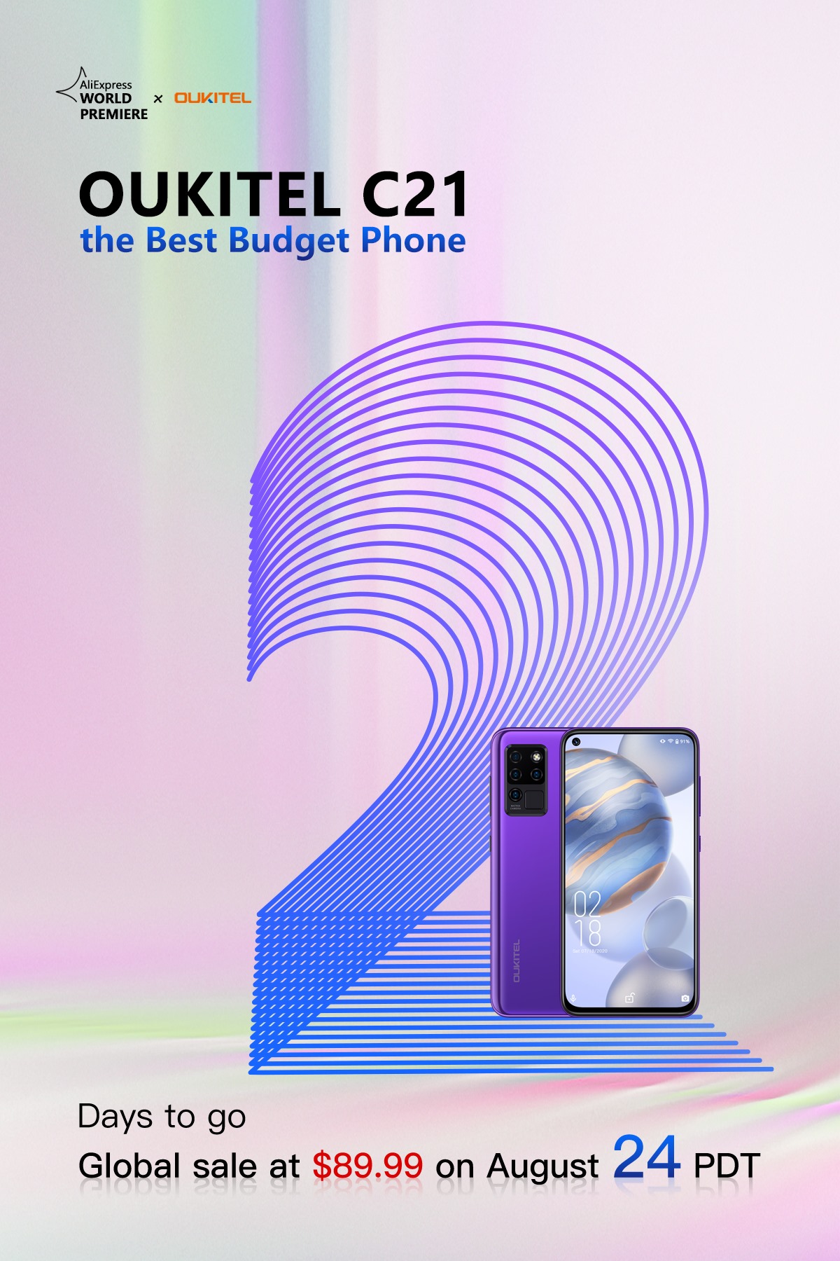 Just 2 days to experience the ultimate camera quality and speed with quad-camera and Helio P60 Processor, #OukitelC21 going for global sale from Aug 24📣📣 #OukitelC21 will be available at $89.99 only, that's make it the best budget phone of 2020😍