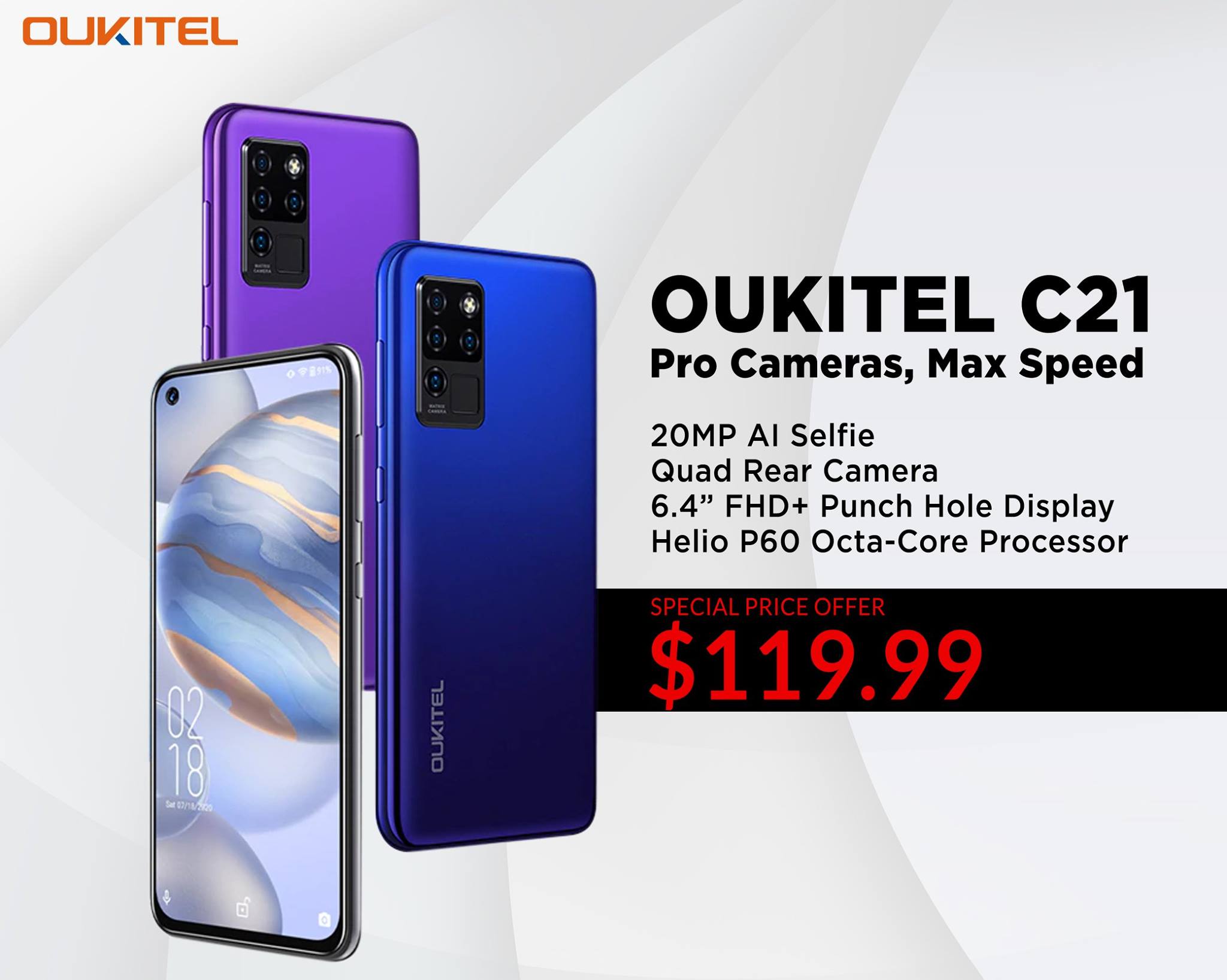 Missed the #GlobalSale of #OukitelC21 ?🤔 Not to worry, We have a special offer for you, buy #C21 now at $119.99 only.