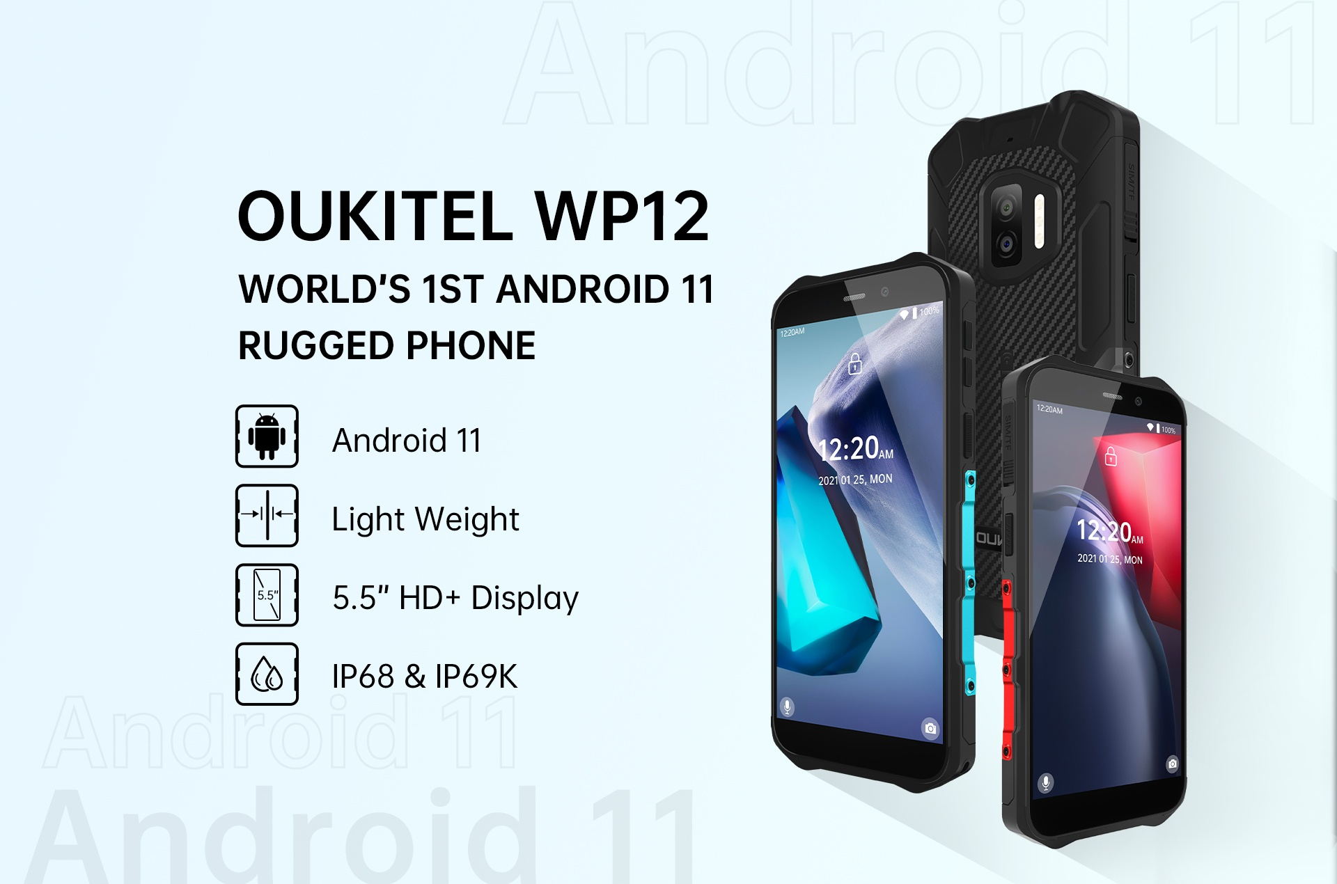 Launched the all new World's 1st #Android11 RuggedPhone #OukitelWP12🎉🎉 Global premiere at lowest price $89.99 only📣